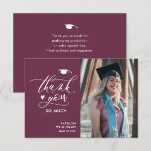 Carte De Remerciements Mauve Purple Élégant Script Minimaliste Graduation