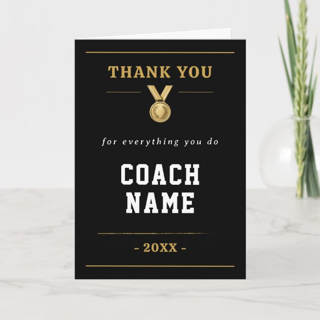 Carte De Remerciements Medal Design for Everything You Do Coach (Devant)