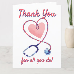 Carte De Remerciements Médecin Coeur Médicale Stéthoscope Infirmière