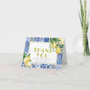 Carte De Remerciements Mediterranean Blue Carrelage Citron Mariage