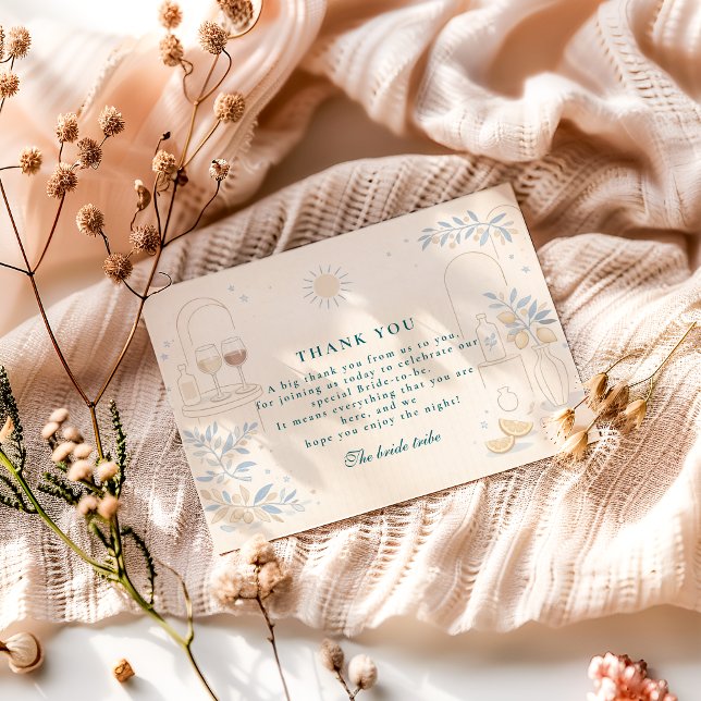 Carte De Remerciements Mediterranean Ciao Miss Bridal Shower (Créateur téléchargé)