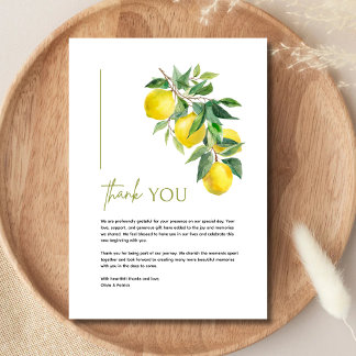 Carte De Remerciements Mediterranean Italy Greece Lemon Vibrant Wedding