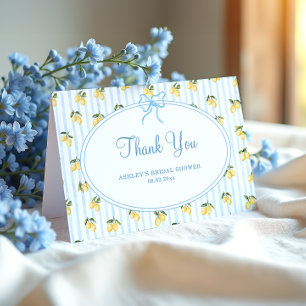 Carte De Remerciements Mediterranean Lemon Bleu Mariage Italien