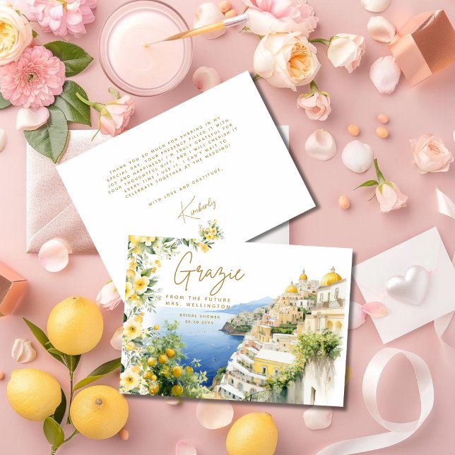 Carte De Remerciements Méditerranée Italie Positano Fête des mariées ital (Créateur téléchargé)