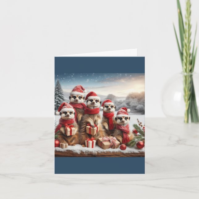 Carte De Remerciements Meerkats en casquette de Noël (Devant)