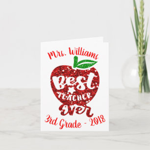 Carte De Remerciements Meilleur Enseignant Jamais Personnalisé Apple Cart