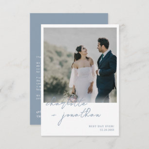Carte De Remerciements Meilleur Jour Jamais Dusty Blue Script Mariage pho