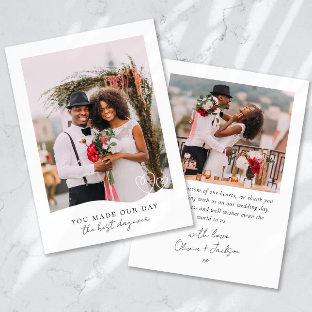 Carte De Remerciements Meilleur jour jamais Mariage de photos du coeur (Créateur téléchargé)