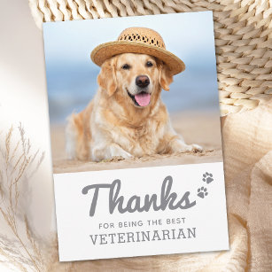 Carte De Remerciements Meilleur vétérinaire Empreintes de pattes animal d