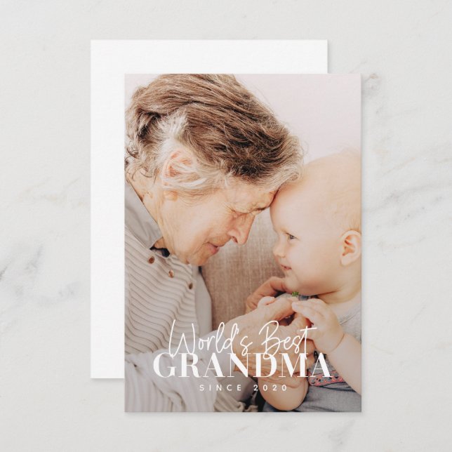 Carte De Remerciements Meilleure Mamie du Monde depuis 20XX Simple Chic P (Devant / Derrière)