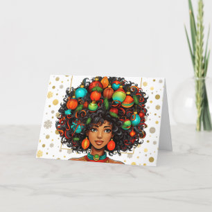 Carte De Remerciements Melanin Christmas Black Queen Melanin Femme Noël