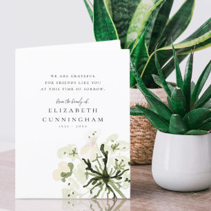 Carte De Remerciements Mémorial Aquarelle Botaniques Floral Elegant Chic