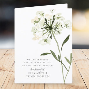 Carte De Remerciements Mémorial Aquarelle Fleur Botaniques Élégant Chic