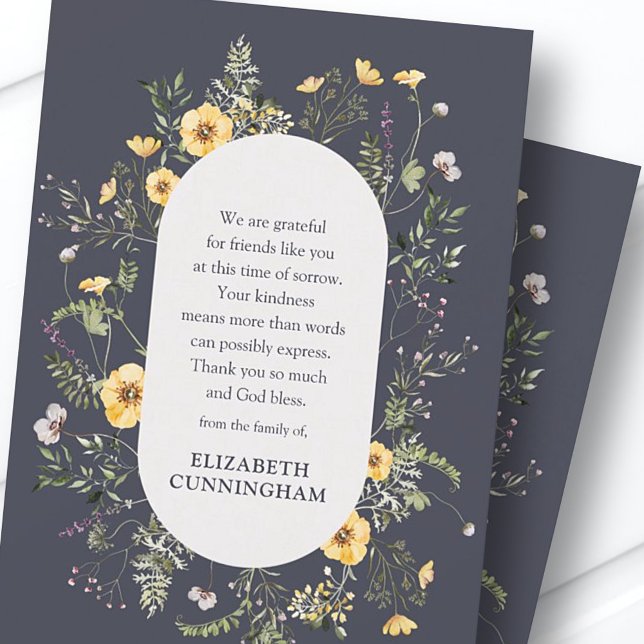 Carte De Remerciements Mémorial aquarelle Folithe et plantes végétales (Créateur téléchargé)