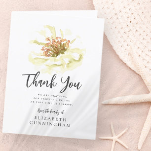 Carte De Remerciements Mémorial botanique floral d'aquarelle moderne