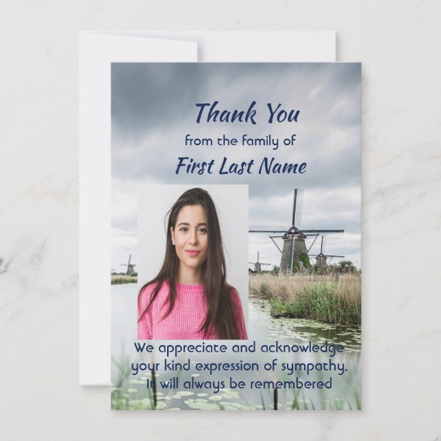 Carte De Remerciements Memorial Custom Holland Netherlands  Thank you (Devant)