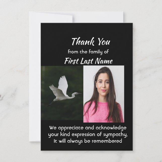 Carte De Remerciements Memorial Custom White Egret Bird Thank you (Devant)