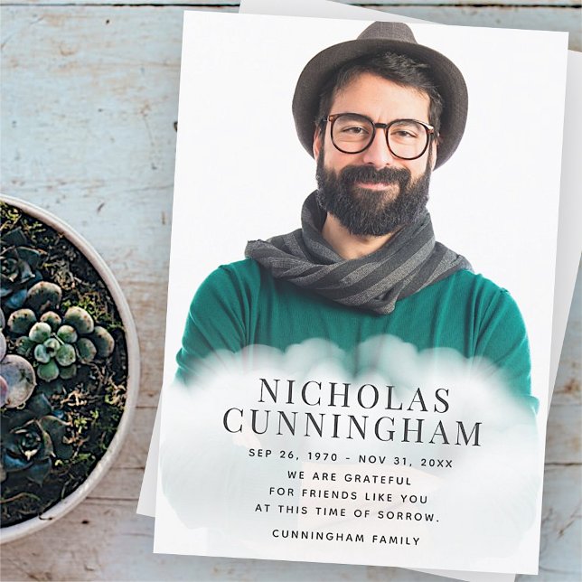 Carte De Remerciements Mémorial dans les nuages Moderne classique simple  (Créateur téléchargé)