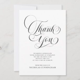 Carte De Remerciements Mémorial de calligraphie à script cursif classique