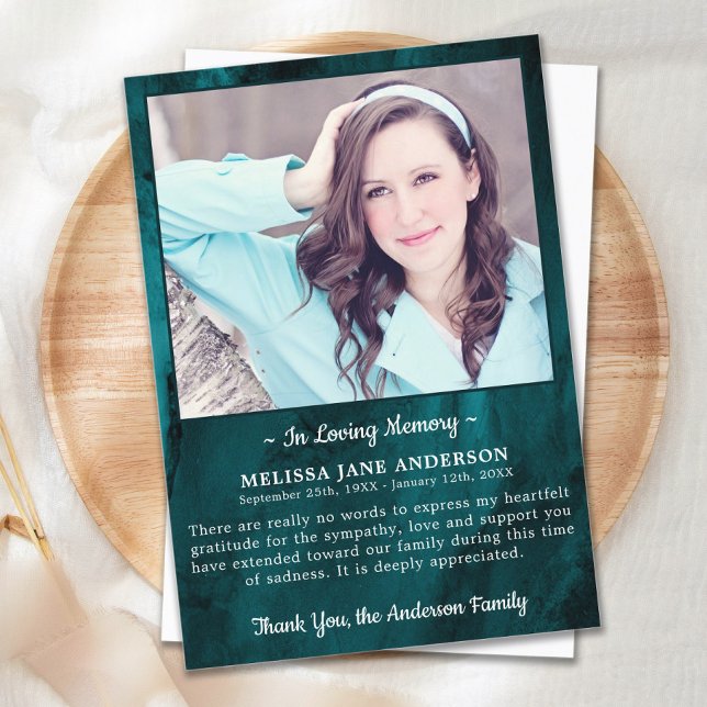 Carte De Remerciements Mémorial de la photo funéraire moderne (Créateur téléchargé)