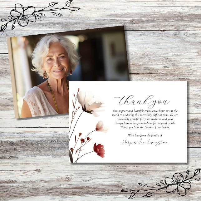 Carte De Remerciements Mémorial de la photo Pink Poppy (Créateur téléchargé)