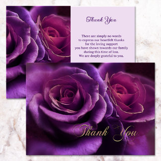 Carte De Remerciements Mémorial de la Sympathie Rose violette
