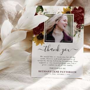 Carte De Remerciements Mémorial de photos florales de l'automne