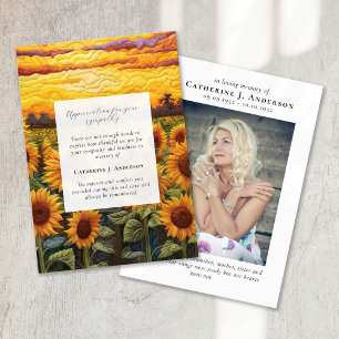 Carte De Remerciements Mémorial des Tournesols Rustiques Photo Sympathy F