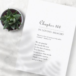 Carte De Remerciements Mémorial en mémoire d'amour thème du livre chapitr