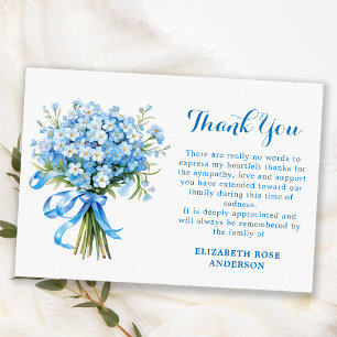 Carte De Remerciements Mémorial Fleur de Ne M'oubliez Pas Sympathie Funér