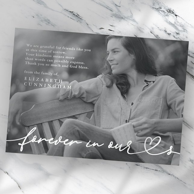 Carte De Remerciements Memorial Forever Hearts Simple Photo moderne (Créateur téléchargé)