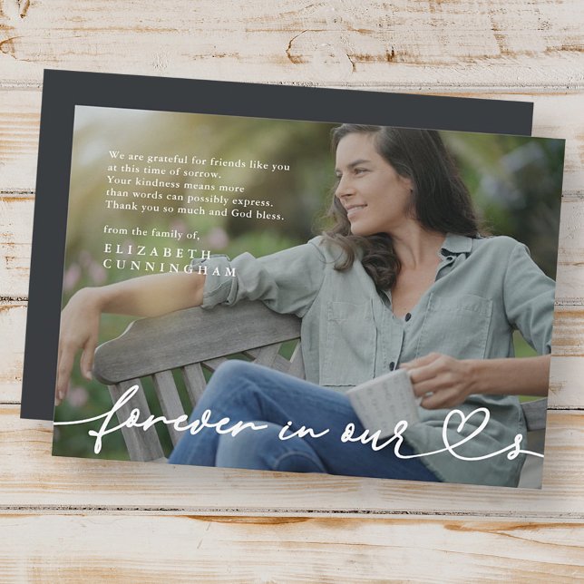 Carte De Remerciements Memorial Forever Hearts Simple Photo moderne (Créateur téléchargé)