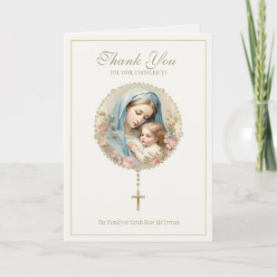 Carte De Remerciements Mémorial funéraire catholique Mère Marie Jésus Flo