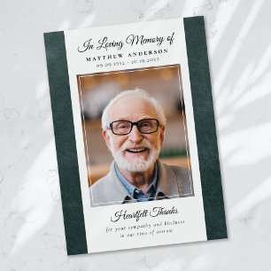 Carte De Remerciements Mémorial funéraire de conservation de la photo en