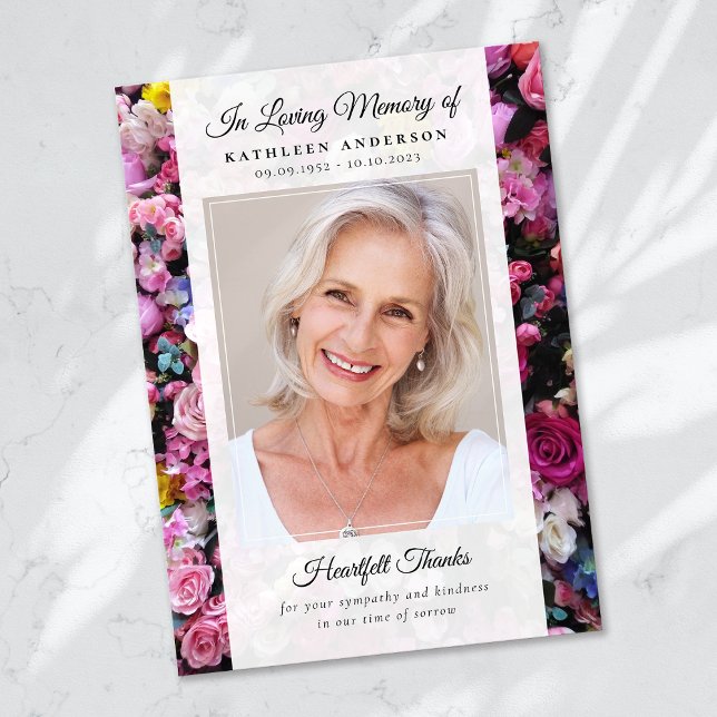 Carte De Remerciements Mémorial funéraire de conservation de photos flora (Créateur téléchargé)