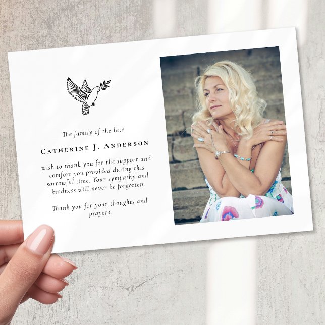 Carte De Remerciements Mémorial funéraire de la photo de la colombe (Créateur téléchargé)