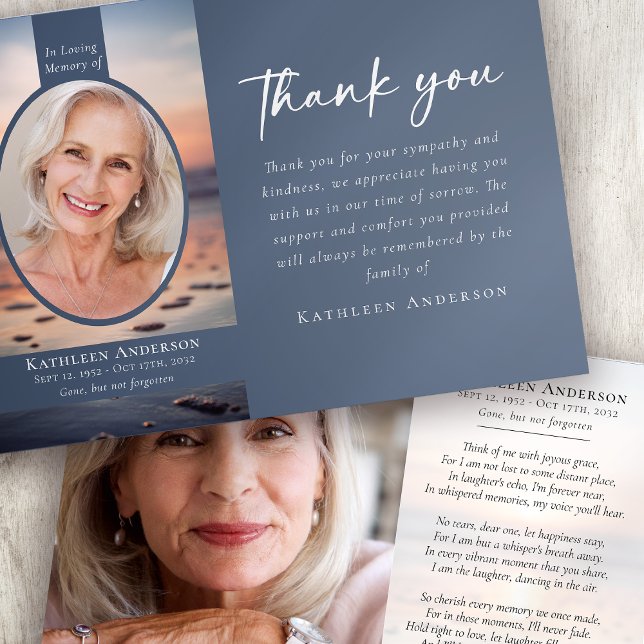 Carte De Remerciements Mémorial funéraire photo Blue Sunrise (Créateur téléchargé)