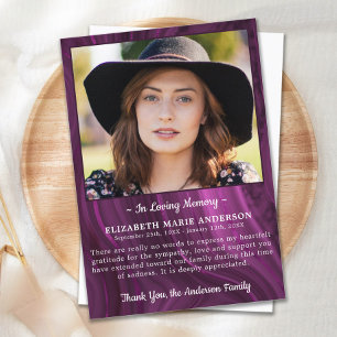 Carte De Remerciements Mémorial funéraire Sympathie photo personnalisée