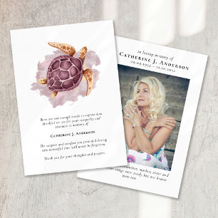 Carte De Remerciements Mémorial funéraire Sympathy Photo Tortue