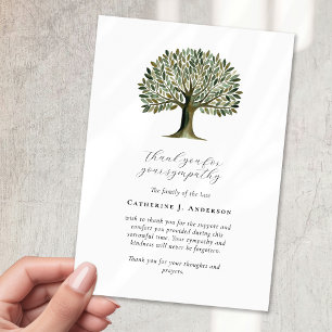 Carte De Remerciements Mémorial funéraire Sympathy Tree Watercolor