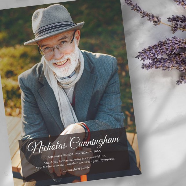 Carte De Remerciements Memorial Funeral Photo simple (Créateur téléchargé)