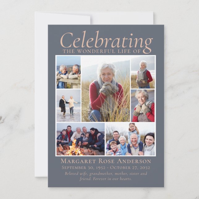 Carte De Remerciements Memorial Hommage Photo Collage Keepsaké (Devant)