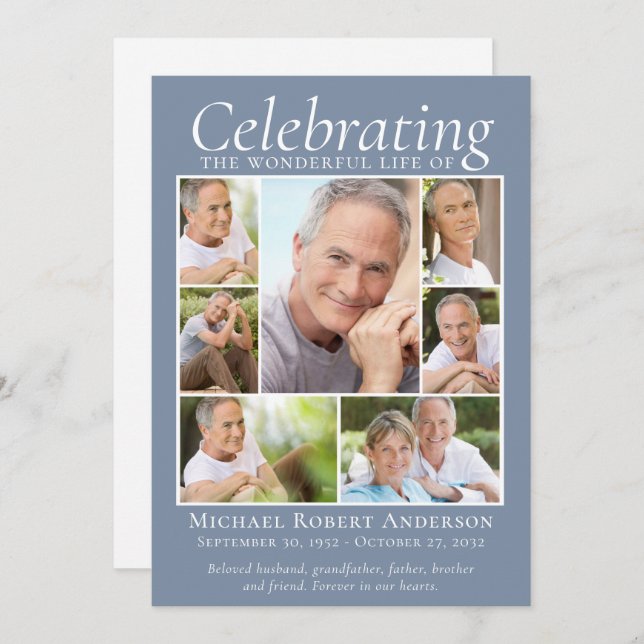 Carte De Remerciements Memorial Hommage Photo Collage Keepsaké (Devant / Derrière)