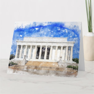 Carte De Remerciements Mémorial Lincoln façade en aquarelle