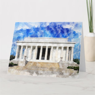 Carte De Remerciements Mémorial Lincoln façade en aquarelle