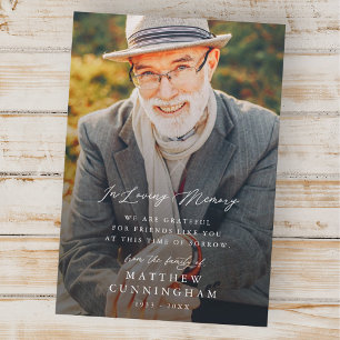 Carte De Remerciements Mémorial moderne simple en mémoire d'amour photo