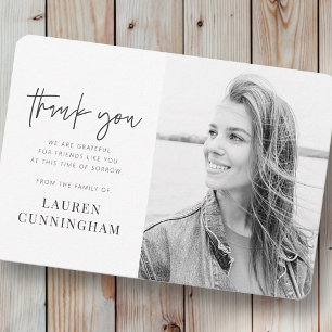 Carte De Remerciements Mémorial moderne simple minimaliste photo chic