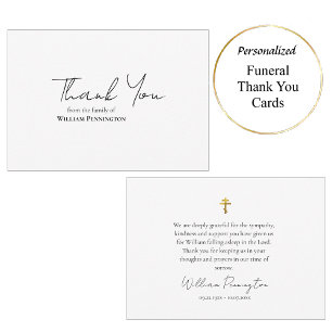 Carte De Remerciements Mémorial orthodoxe chrétien noir et blanc 