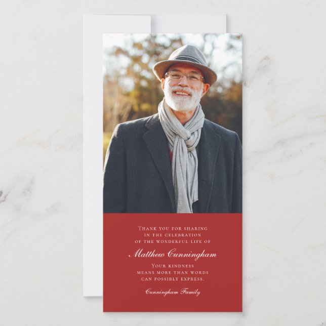 Carte De Remerciements Mémorial photo classique et simple (Devant)