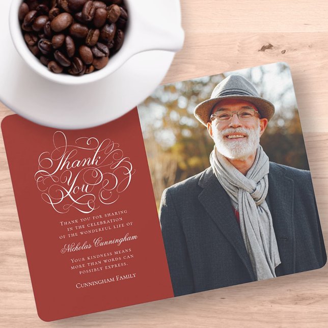 Carte De Remerciements Mémorial photo de calligraphie classique et simple (Créateur téléchargé)